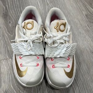Nike KD Kids Shoes - White and Gold